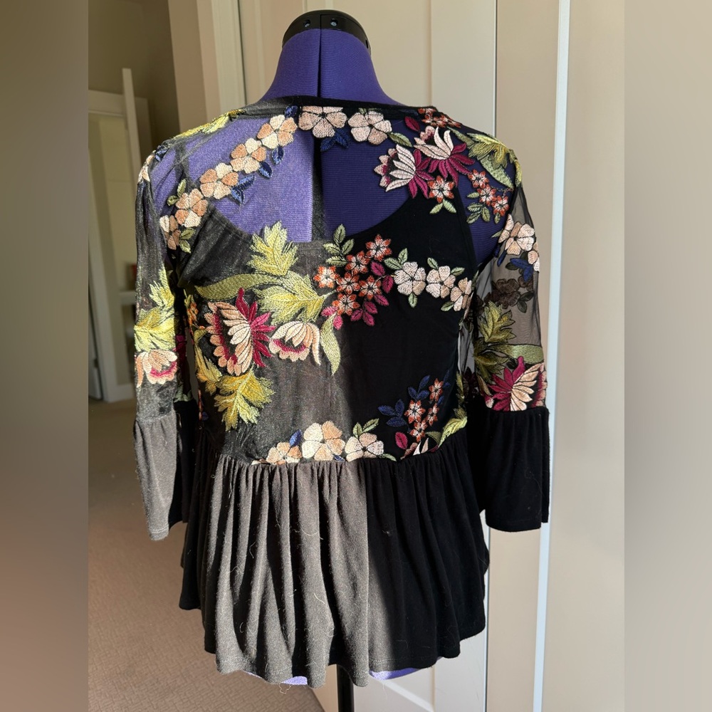 Anthropologie Eri + Ali ornate floral embroidery top - Picture 6 of 8